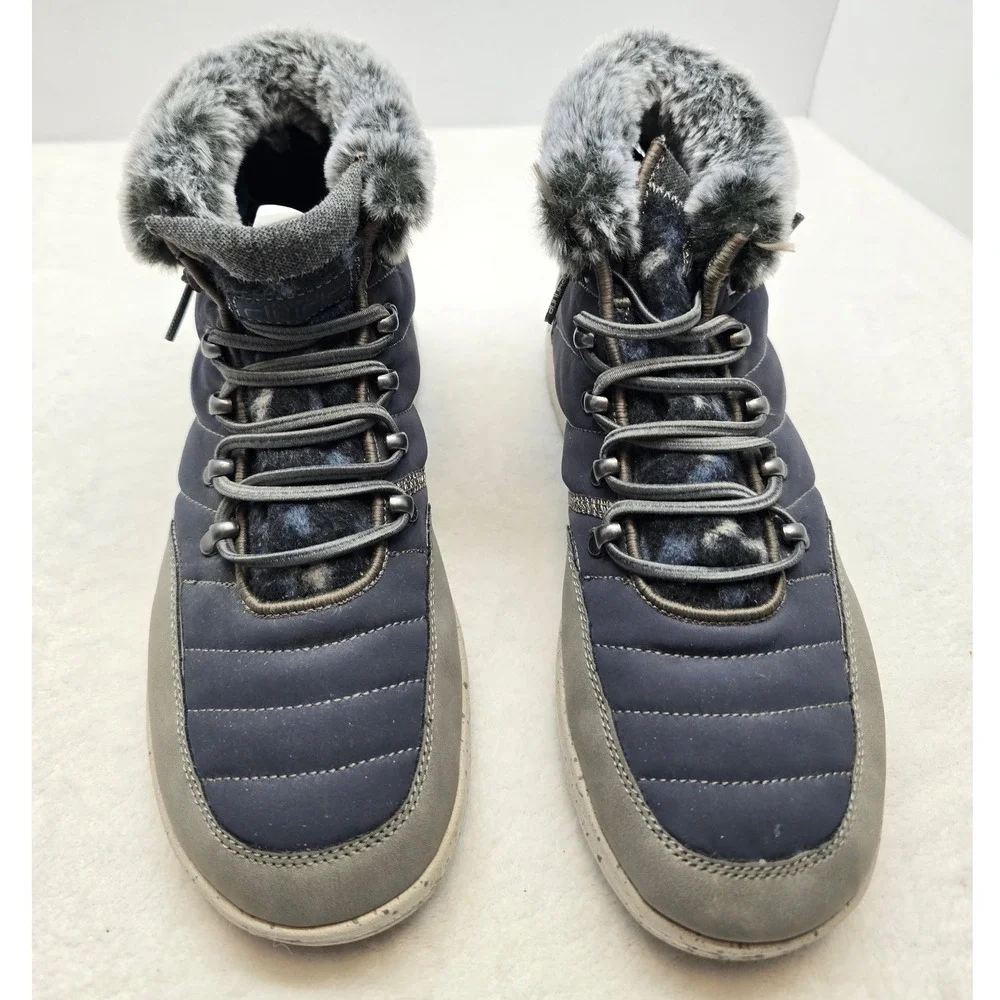 Hey Dude Brandy Puffy Faux Fur Ankle Boot Navy Grey Streetwear Gorpcore Womens 9 - Picture 4 of 11
